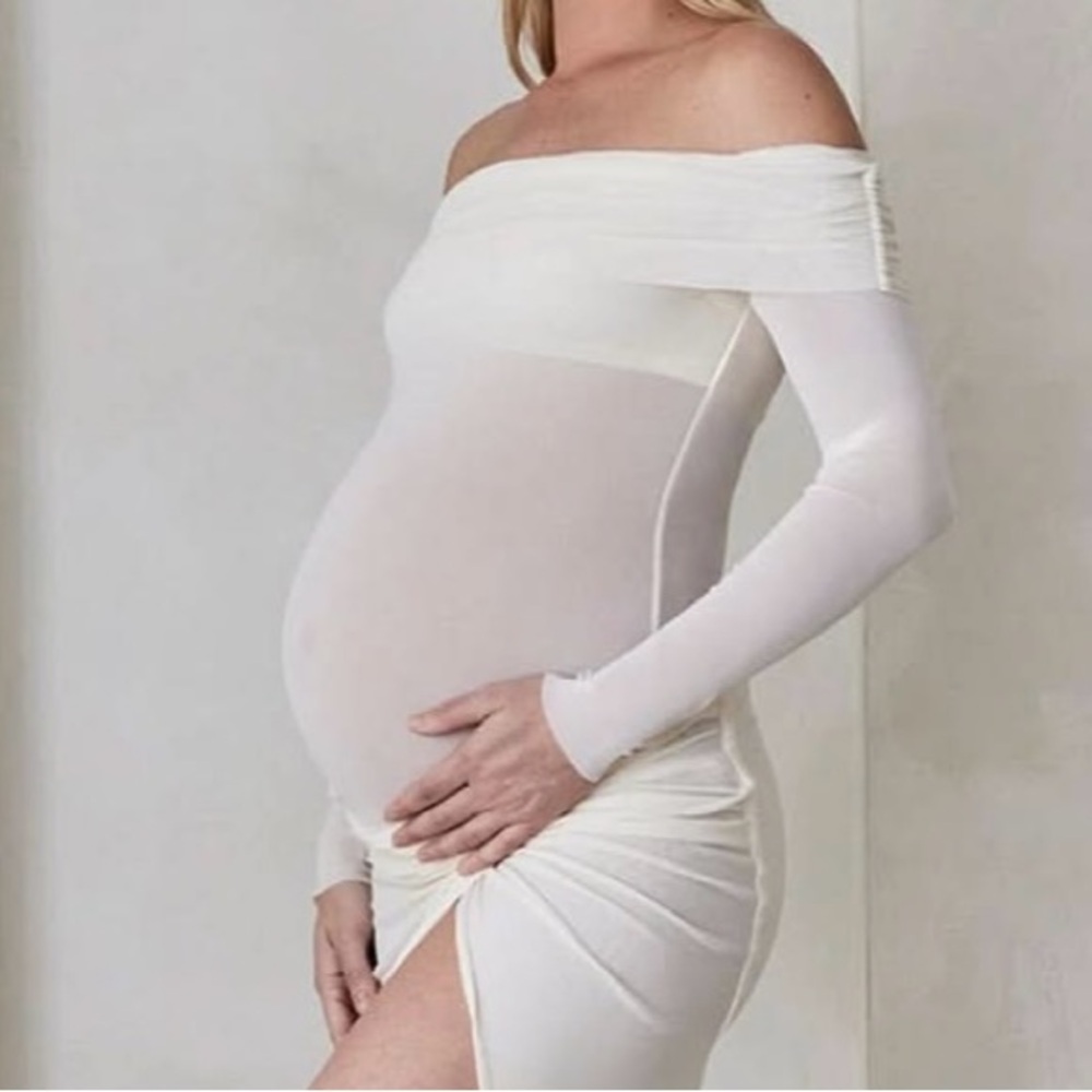 Elegant Off-Shoulder Maternity Soft Mesh Top
